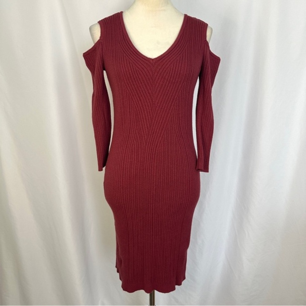 Jessica Simpson Ribbed Midi Dress Junior XL Bodycon Off‎ Shoulder Stretch Red